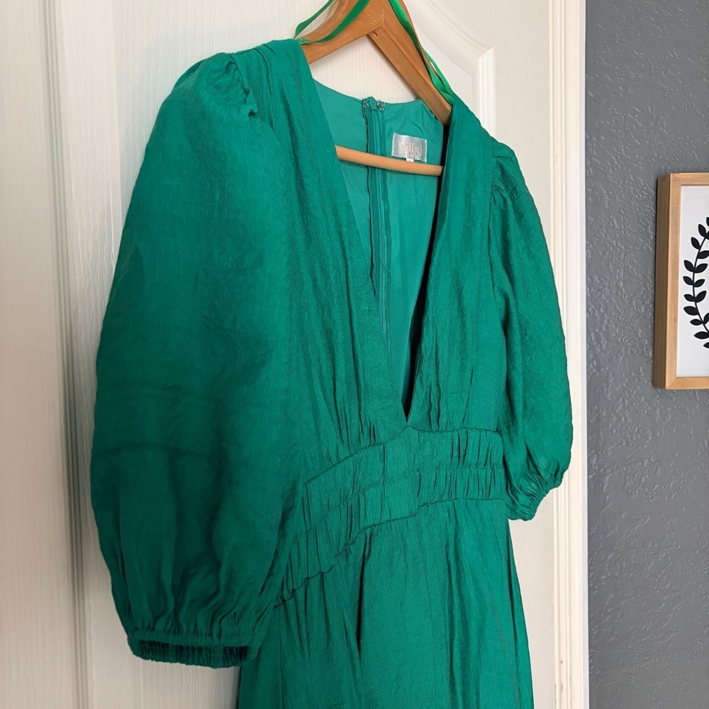 Billy J Green Puff Sleeve Flowy Midi Dress, 8 - Picture 4 of 16